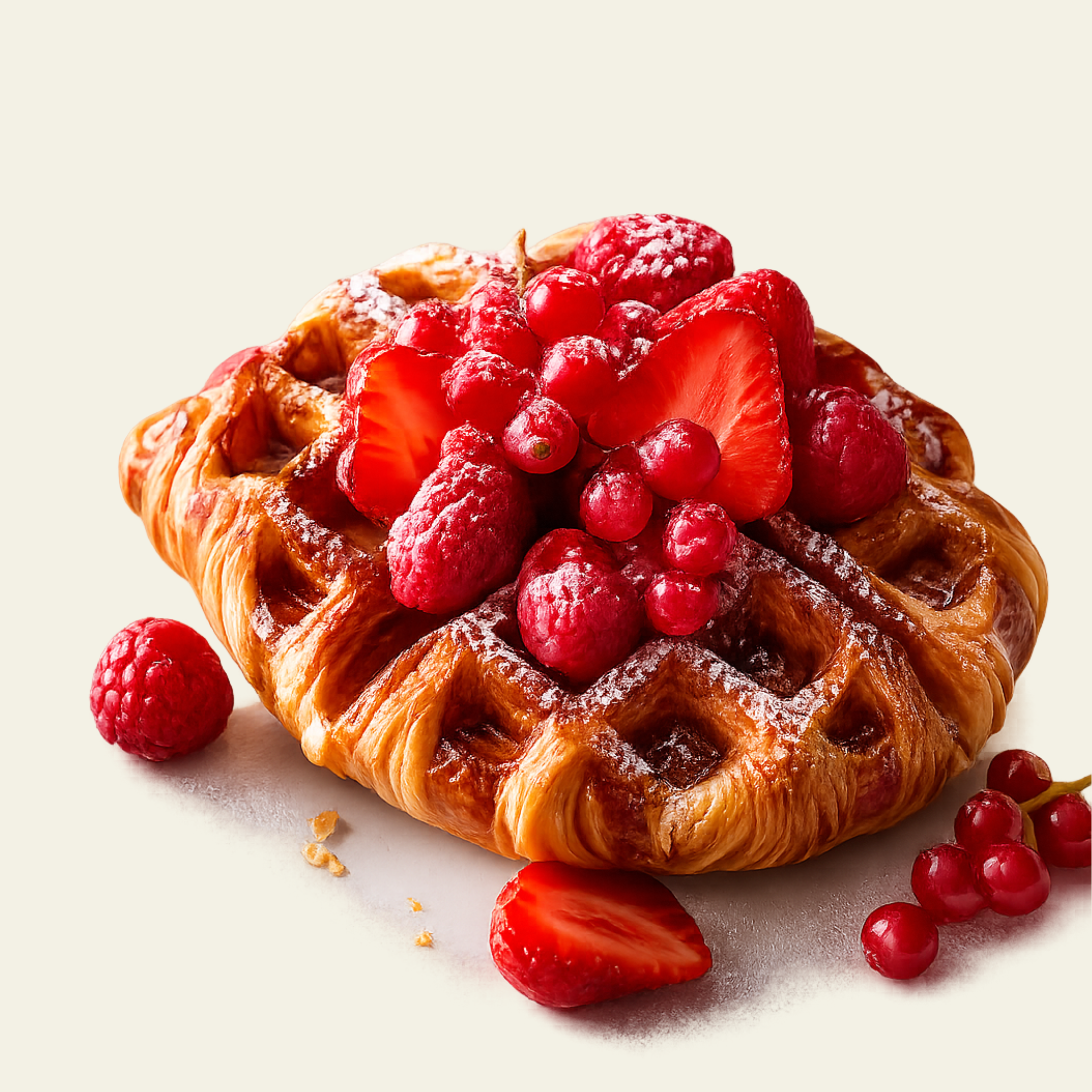 Croissantwafel met rood fruit